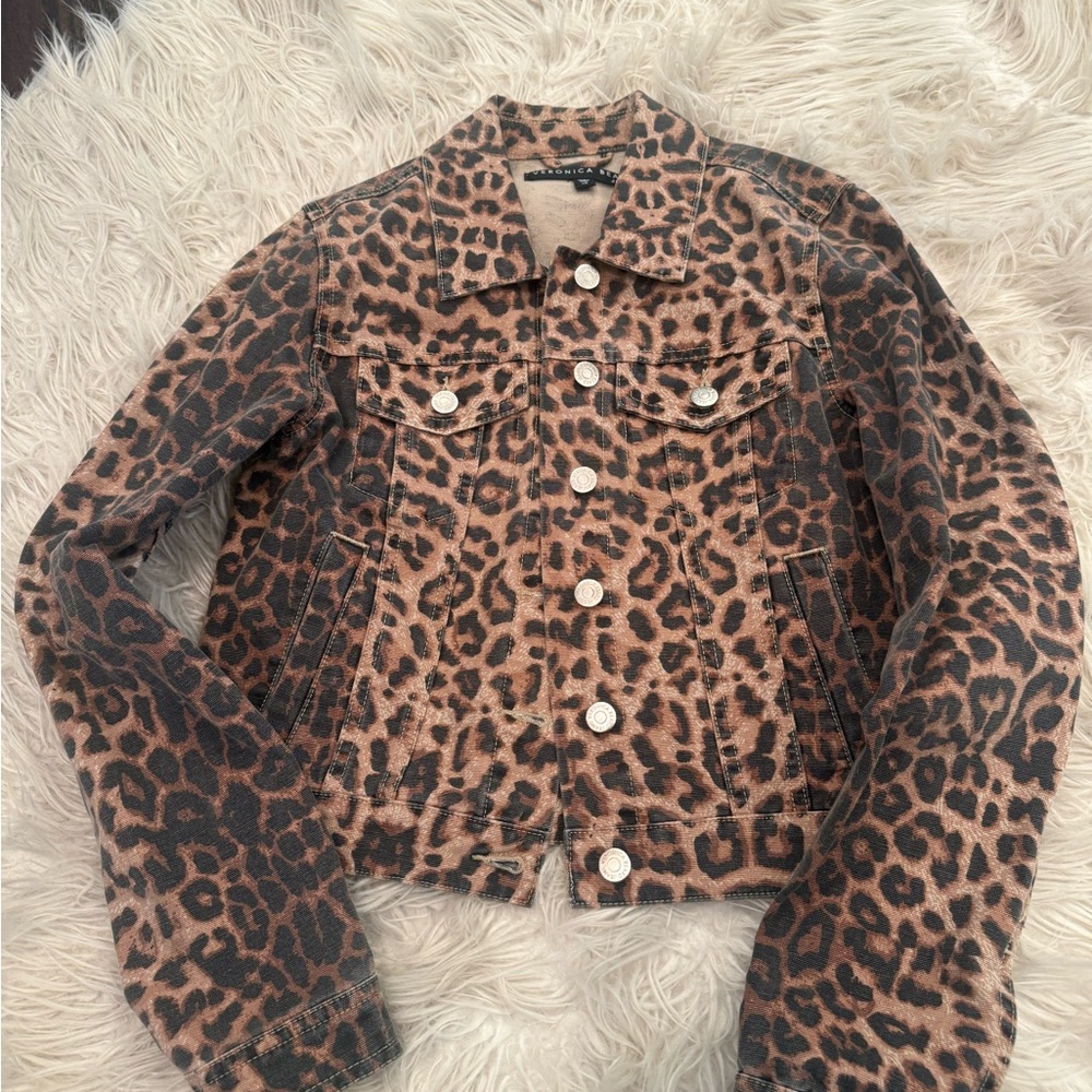 Veronica Beard Leopard Print Jean Jacket